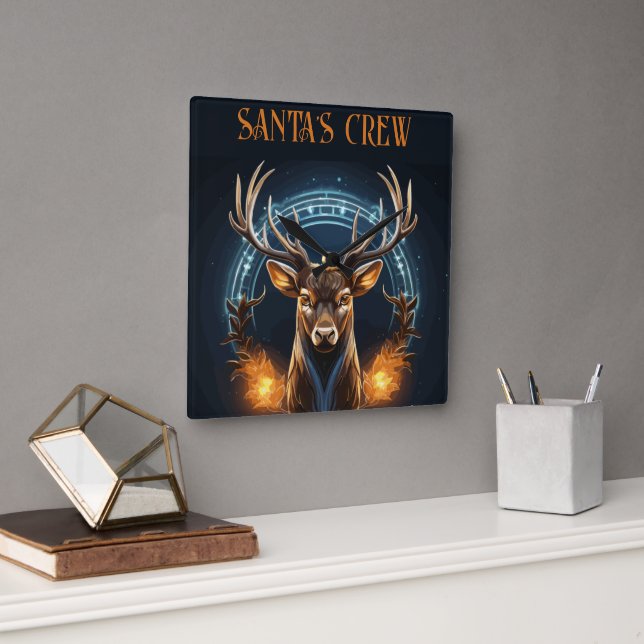 Santa's Crew  Square Wall Clock (Office)