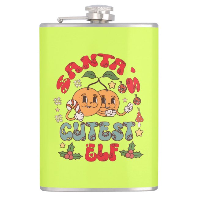 Santa's Cutest Elf Sublimation-80881 Hip Flask (Front)