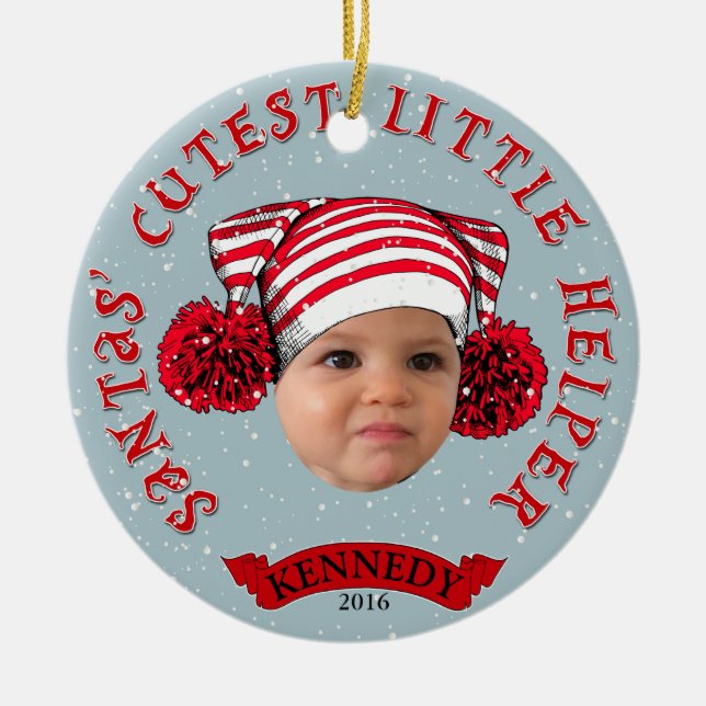 Santas' Cutest Little Helper Ceramic Tree Decoration (Front)