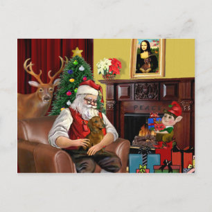 Santa's Dachshund (b/r) Holiday Postcard