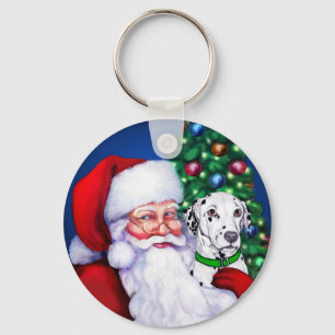 Santa's Dalmatian at Christmas Key Ring