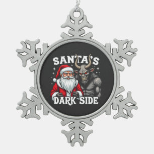 Santa's Dark Side Christmas Evil Krampus  Snowflake Pewter Christmas Ornament