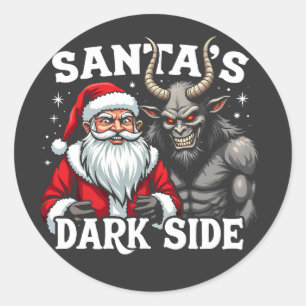 Santa's Dark Side Christmas Santa Krampus Devil  Classic Round Sticker