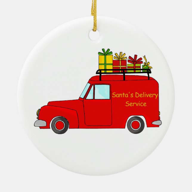 Santa's Delivery Service Ceramic Tree Decoration (Back)