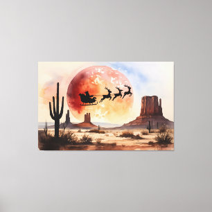 Santa's Desert Ride – Western Christmas Canvas Print