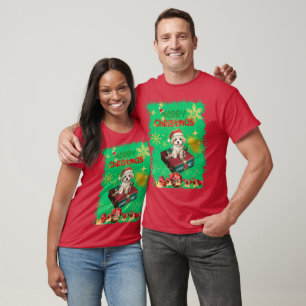 Santa's Dog Sitting to watch the Gift T-Shirt