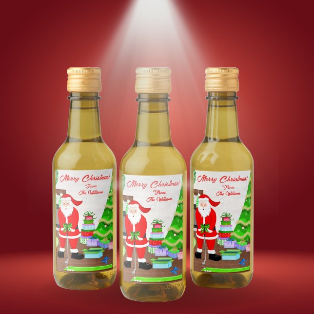 Santa's Early Gift - A Hole-in-One Christmas  Wine Label (Festive Golf Cheers! Santa putts merriment, perfect gift for golf pals!)