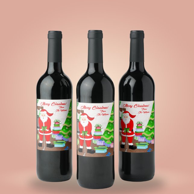 Santa's Early Gift - A Hole-in-One Christmas  Wine Label (Golf Cheers, Santa's Gift! Wine label delights golfers, perfect holiday present!)