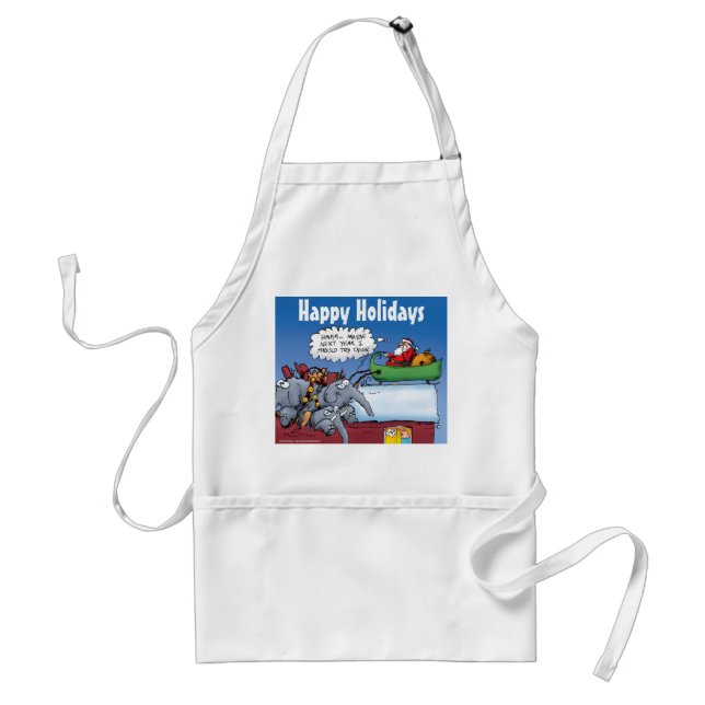 Santas Elephants Funny Holiday Cartoon Standard Apron (Front)