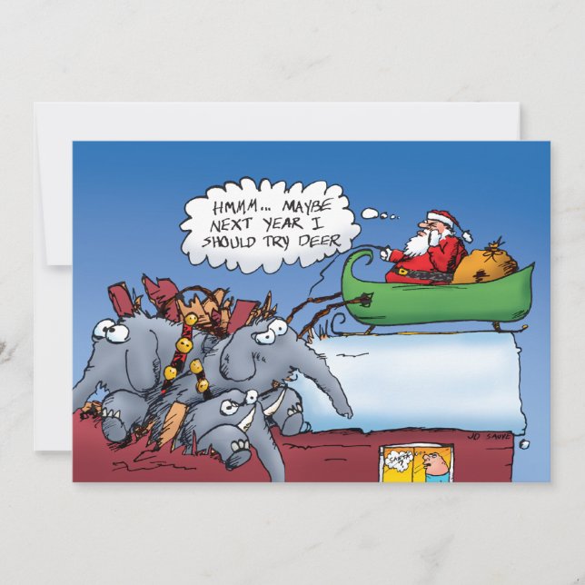 Santa's Elephants Holiday Card (Front)
