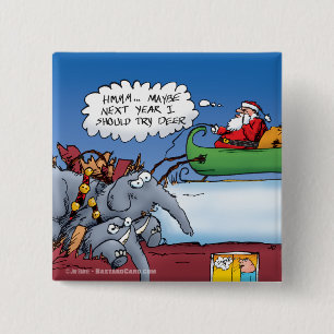 Santas Elephants Holiday Cartoon 15 Cm Square Badge