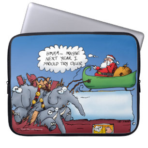 Santas Elephants Holiday Cartoon Laptop Sleeve