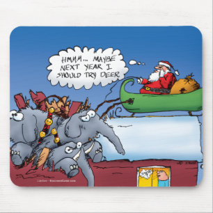 Santas Elephants Holiday Cartoon Mouse Mat