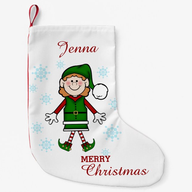 Santa's Elf (Girl) Small Christmas Stocking (Front)