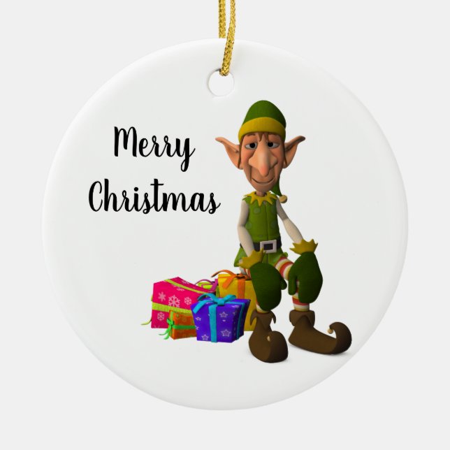 Santa's Elf Ornament Round (Front)