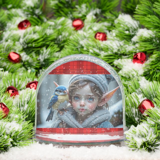 Santa's Elf with a blue bird Snowglobe (Christmas)