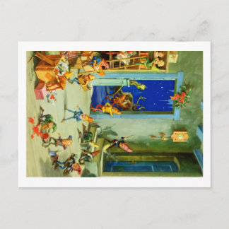 Santa's Elves Busy At His North Pole Workshop Holiday Postcard