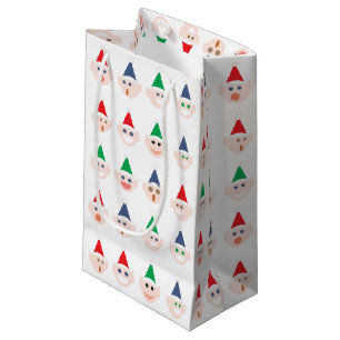 Santa's Elves Elf Faces Christmas Holiday Festive Small Gift Bag