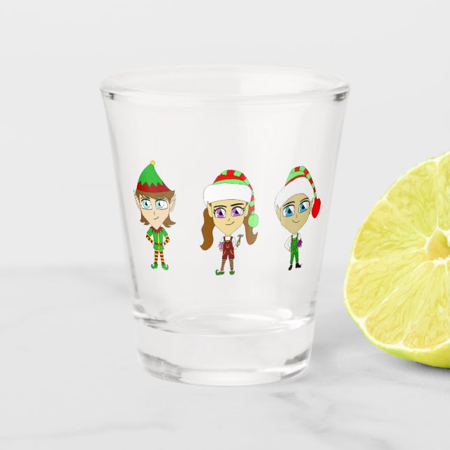 Santas elves   shot glass (Front)