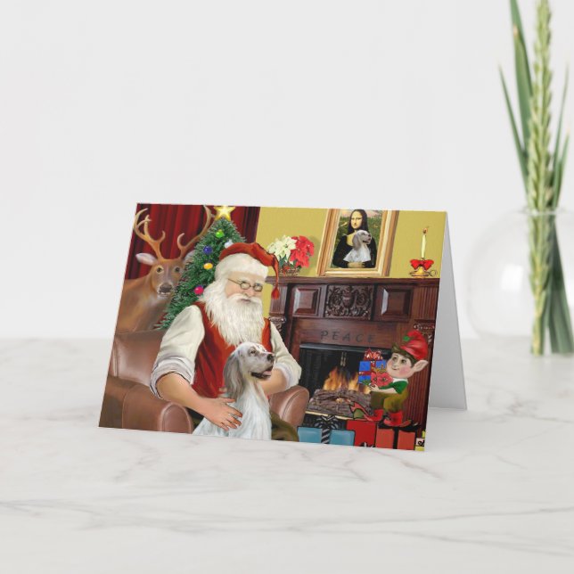 Santa's English Setter Holiday Card (Front)