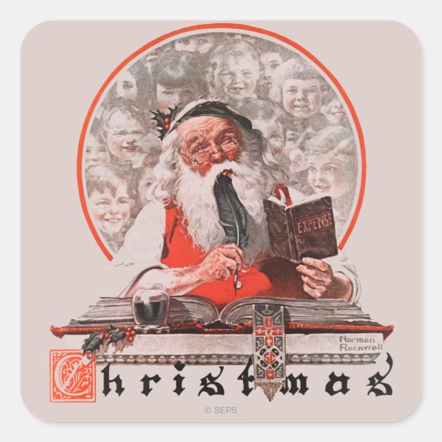 Santa's Expenses Square Sticker (Front)
