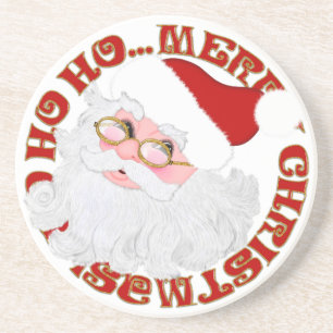 Santa's Face Circle-Sandstone Coaster