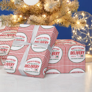 Santa's Factory Special Santa Delivery Plaid Wrapping Paper