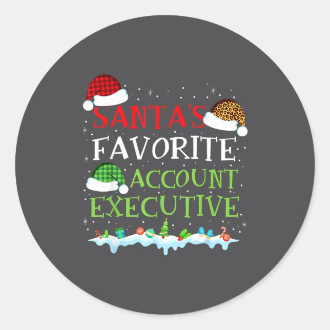 Santa's Favorite Account Executive Fun Christmas  Classic Round Sticker (Front)