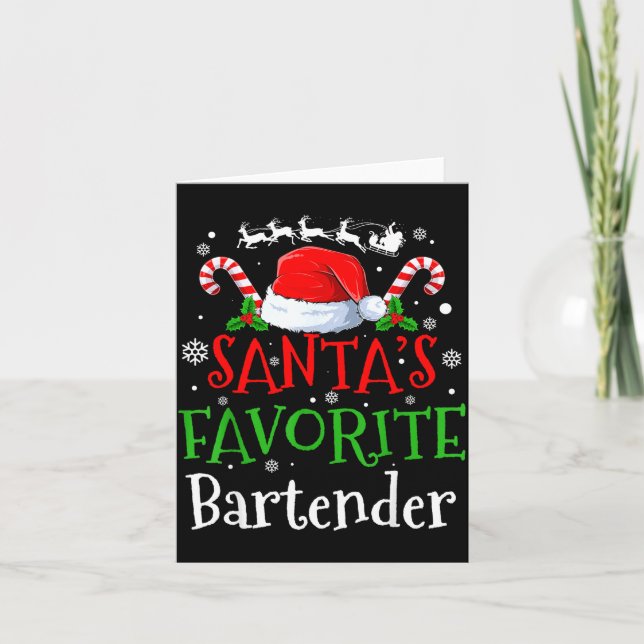 Santa's Favorite Bartender Christmas Party  Card (Front)