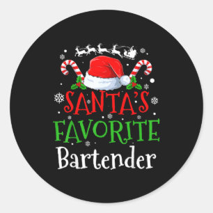 Santa's Favorite Bartender Christmas Party  Classic Round Sticker