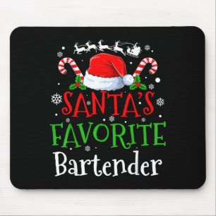 Santa's Favorite Bartender Christmas Party  Mouse Mat