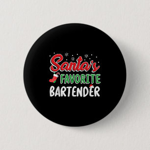 Santa's Favorite Bartender T Shirt Cute Xmas Party 6 Cm Round Badge