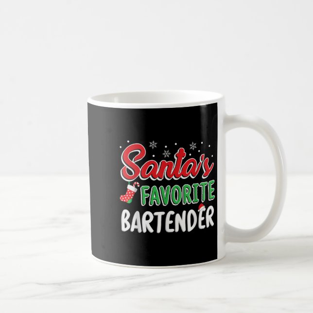 Santa's Favorite Bartender T Shirt Cute Xmas Party Coffee Mug (Right)