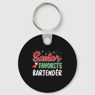 Santa's Favorite Bartender T Shirt Cute Xmas Party Key Ring