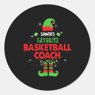 Santa's Favorite Basketball Coach Funny Elf Family Classic Round Sticker