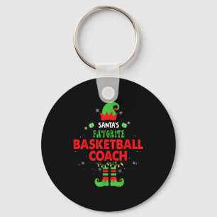 Santa's Favorite Basketball Coach Funny Elf Family Key Ring