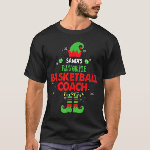 Santa's Favorite Basketball Coach Funny Elf Family T-Shirt