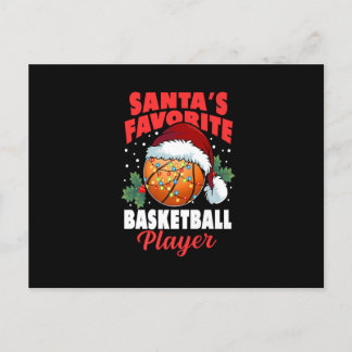 Santa's Favorite Basketball Player Christmas Pajam Holiday Postcard
