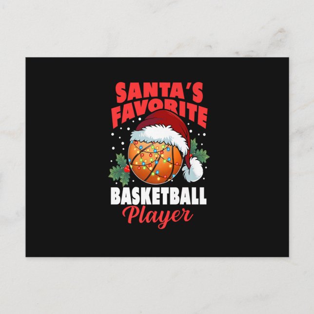 Santa's Favorite Basketball Player Christmas Pajam Holiday Postcard (Front)