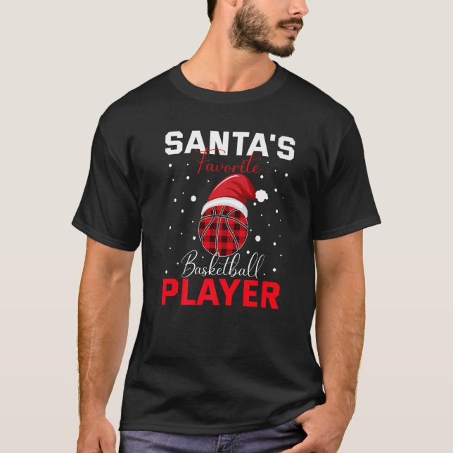 Santa's Favorite Basketball Player Christmas Quote T-Shirt (Front)