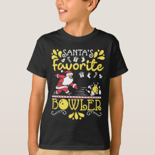 Santa's Favorite Bowler Santa Claus Bowling Christ T-Shirt