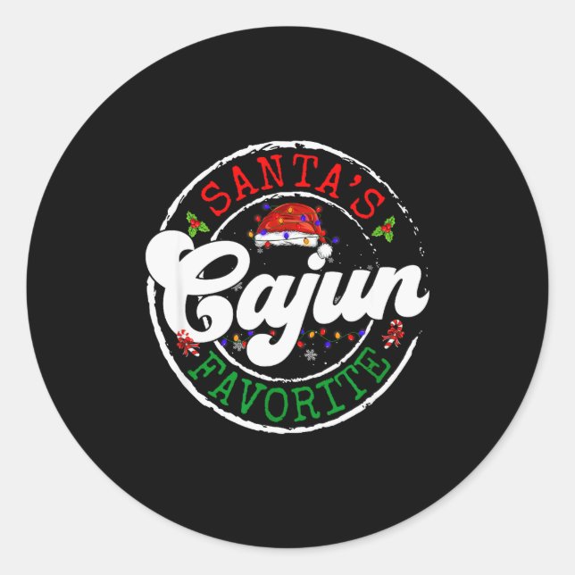 Santa's Favorite Cajun Christmas Pajama Family Mat Classic Round Sticker (Front)