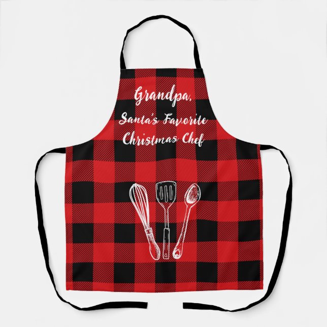 Santa's Favorite Chef Flannel Apron (Front)