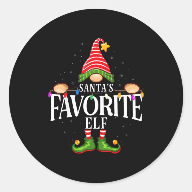 Santa's Favorite Christmas Group Family Pajama  Classic Round Sticker (Front)