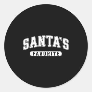Santa's Favorite Christmas Varsity Text Family Xma Classic Round Sticker