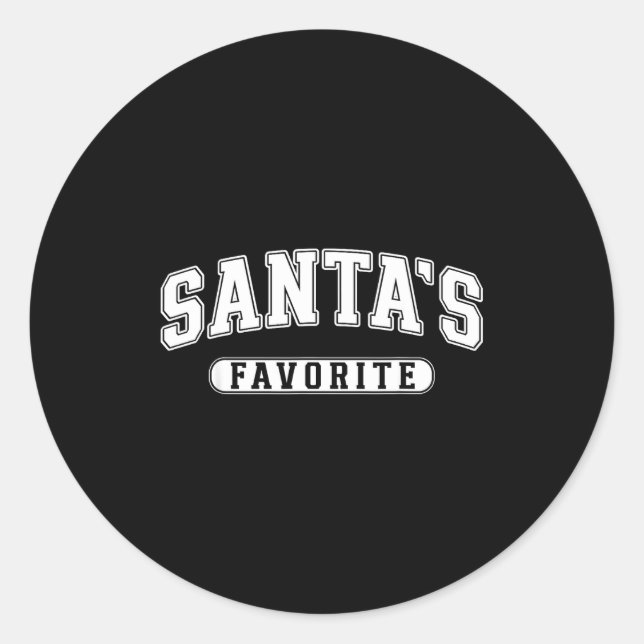 Santa's Favorite Christmas Varsity Text Family Xma Classic Round Sticker (Front)