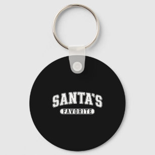 Santa's Favorite Christmas Varsity Text Family Xma Key Ring