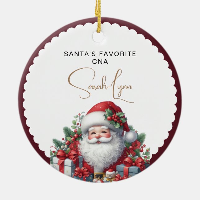 Santa's Favorite CNA Ceramic Tree Decoration (Back)