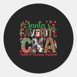 Santa's Favorite Cna Certified Nursing Istant Chri Classic Round Sticker