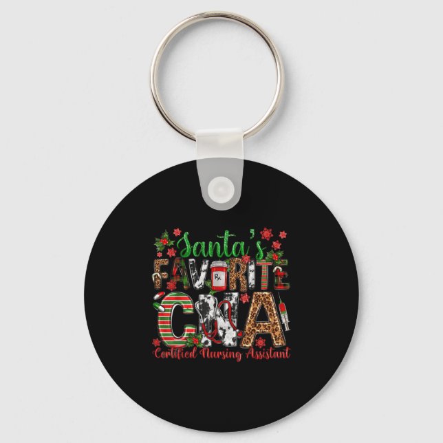 Santa's Favorite Cna Certified Nursing Istant Chri Key Ring (Front)